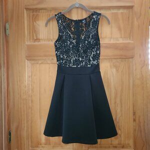 Windsor Black Shimmery Floral Lace Top Mini Dress
